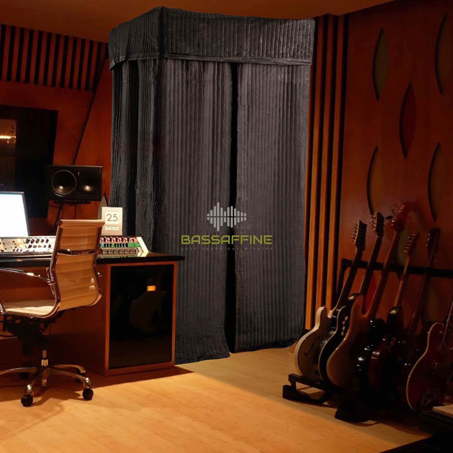 FLEXY Vocal Booth mit Akustikvorhang – tragbare Gesangskabine Bassaffine für professionelle Aufnahmen im Studio oder Zuhause