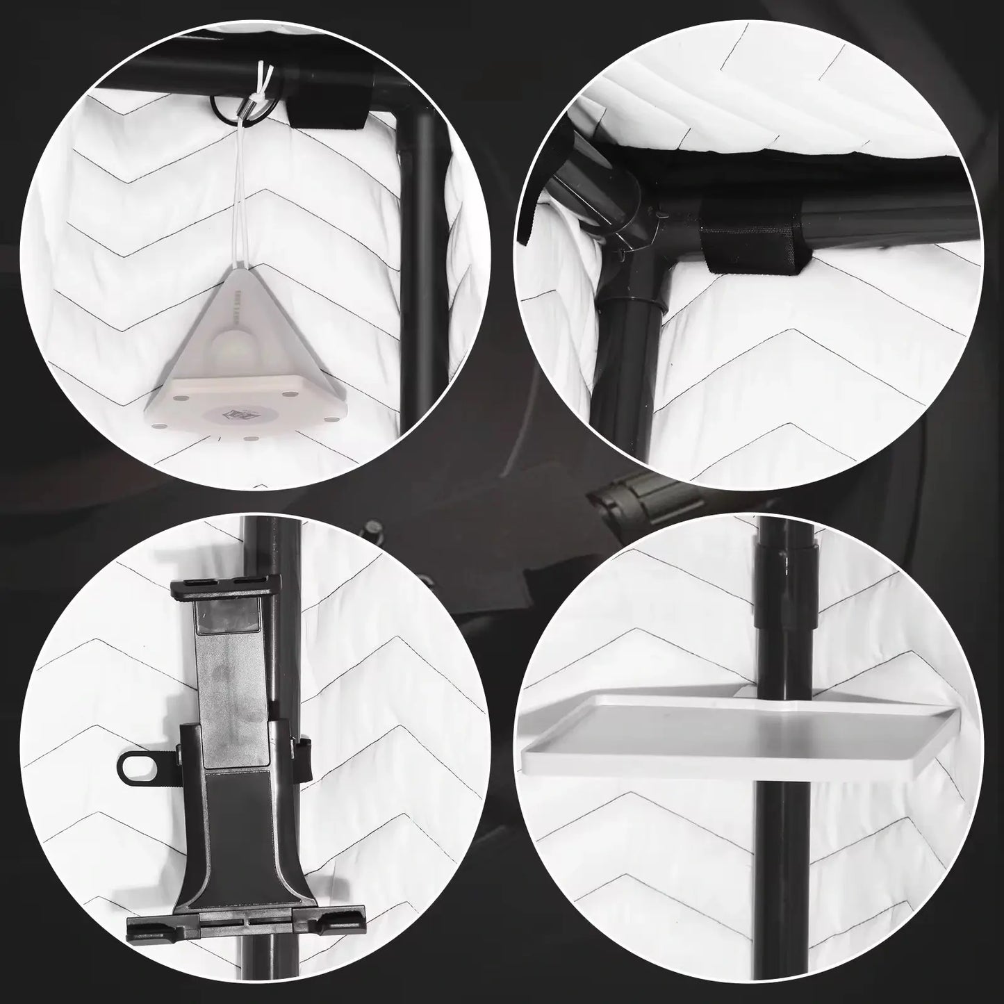 Accessories and mounts of portable vocal booth – detail view