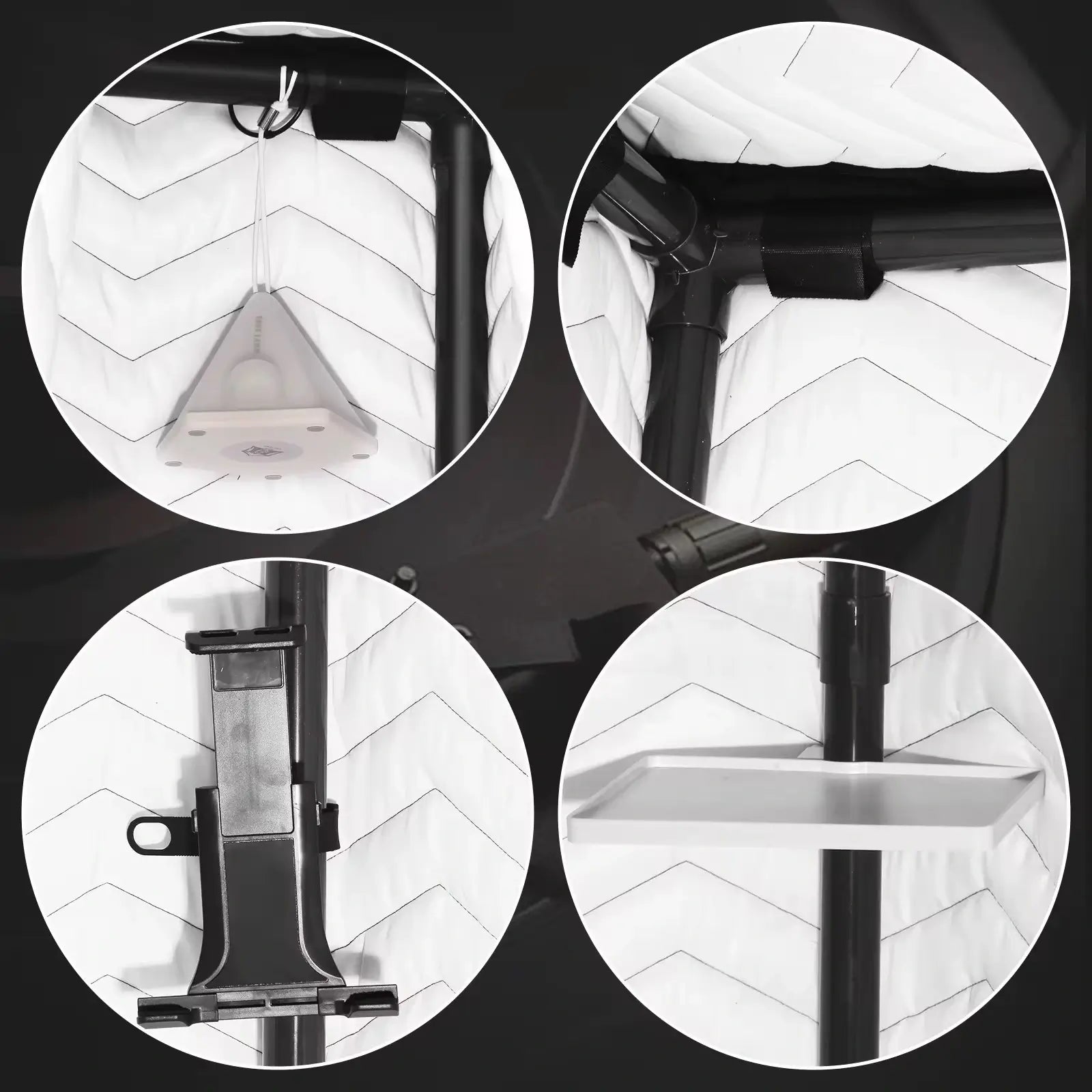 Accessories and mounts of portable vocal booth – detail view