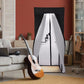 Portable vocal booth with white interior in home recording setup