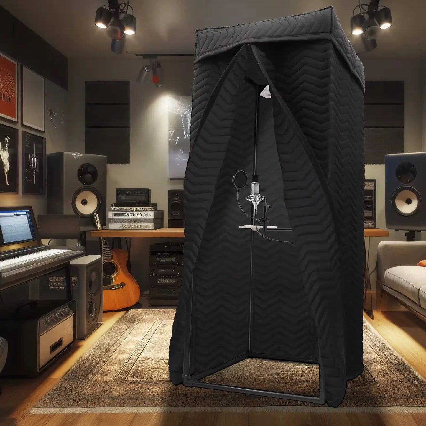 Portable vocal booth – mobile recording cabin with acoustic padding for professional studio vocals