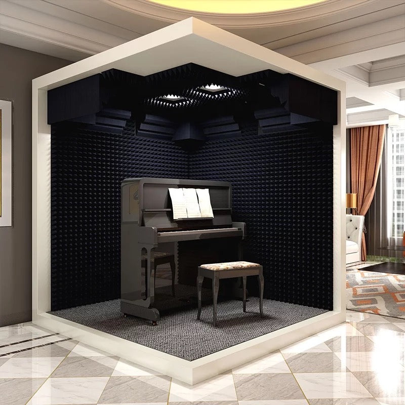 Bassaffine SOLID Wood Soundproof Booth mit schallabsorbierenden Wänden und Akustikschaum, ideal für Klavierunterricht, Studioaufnahmen und Musikproben mit natürlichem Klang.